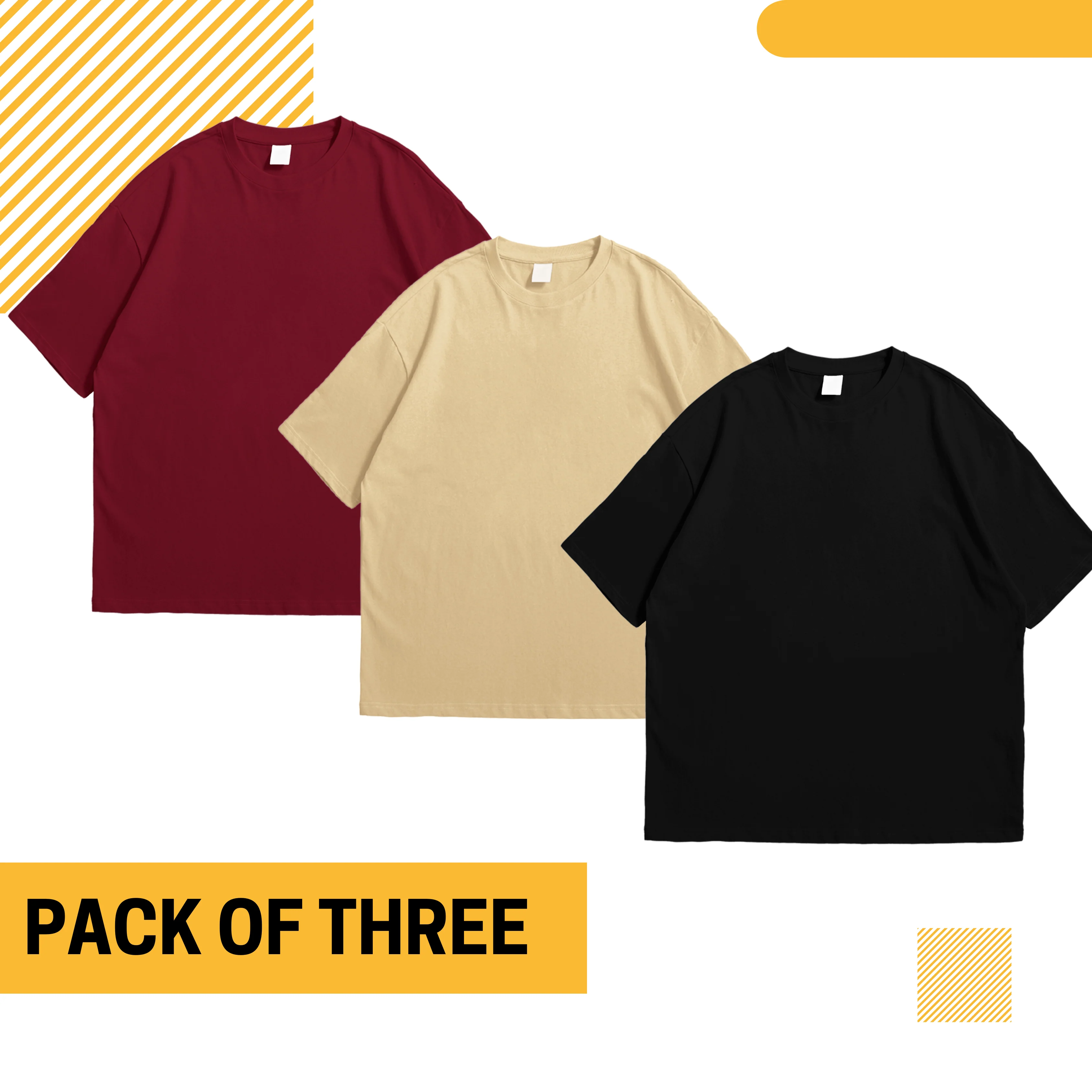 Pack of three (Maroon, Beige & Black)